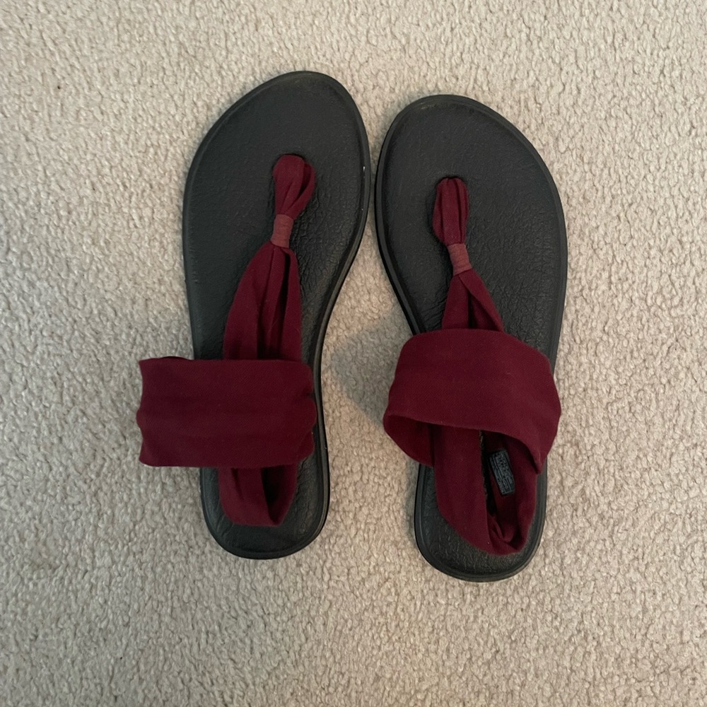 Women's Black and Burgundy Sandals